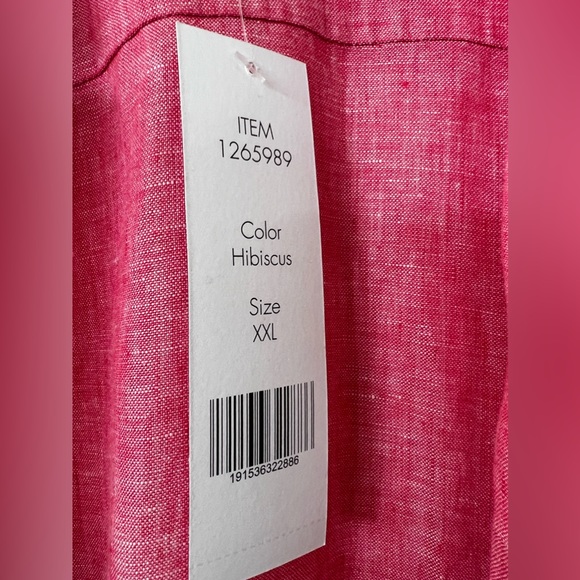 NEW Foxcroft XXL 100% Linen Button Up Shirt Pink Blouse Top - Picture 10 of 11